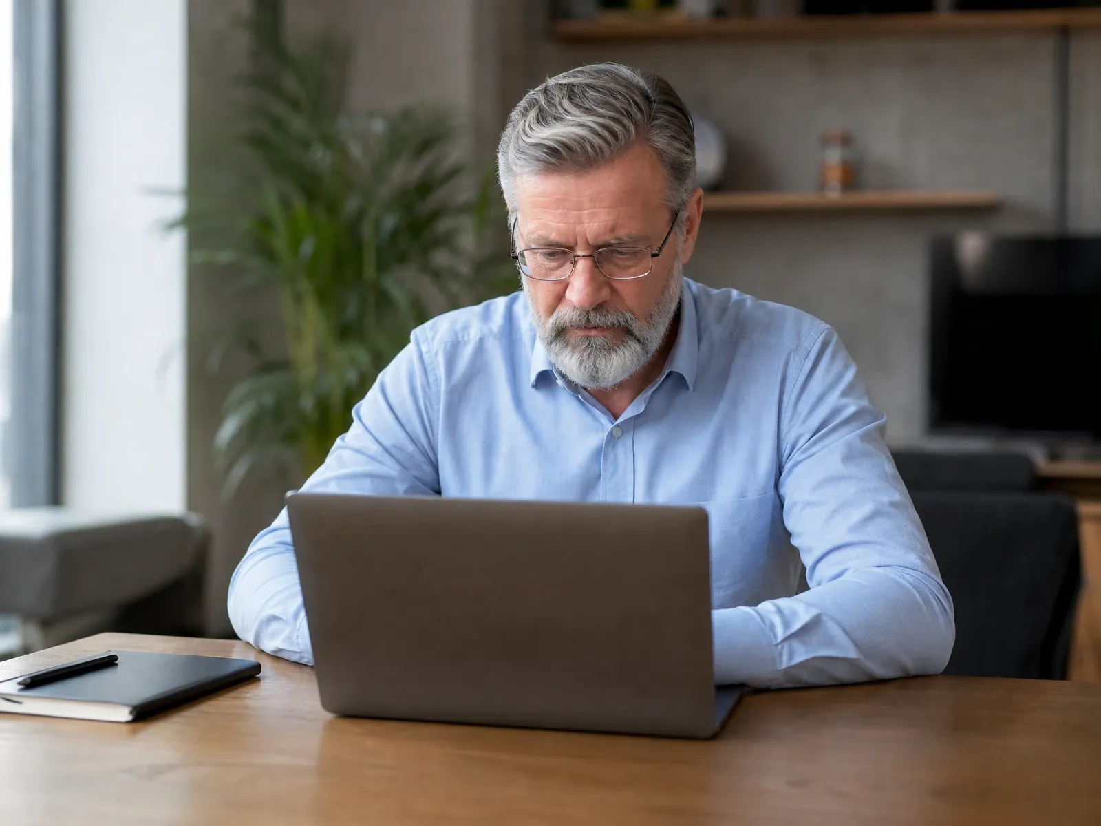 AGB erstellen: Gründer liest am Laptop konzentriert einen Vertragstext
