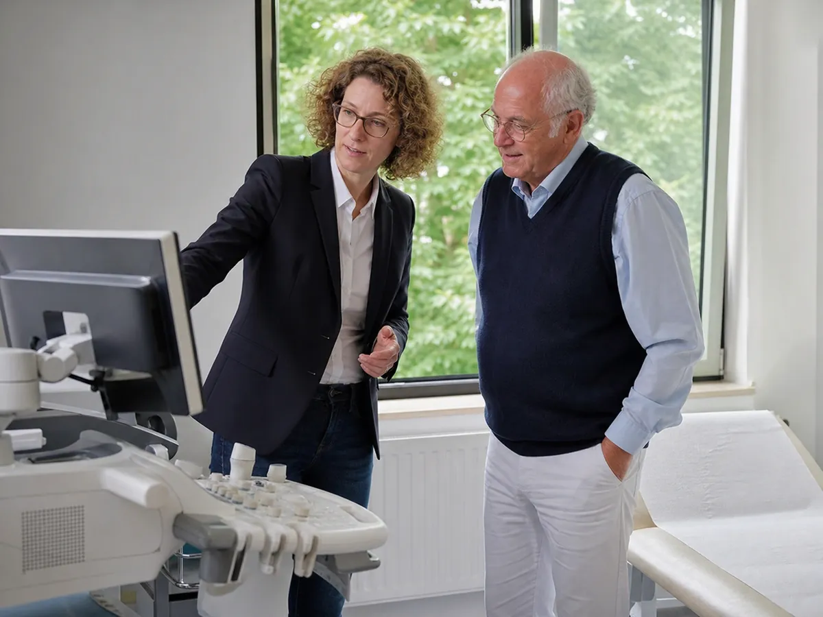 Ärztin prüft beim Praxisinhaber die Geräte, die als Substanzwert in den Praxiswert eingehen