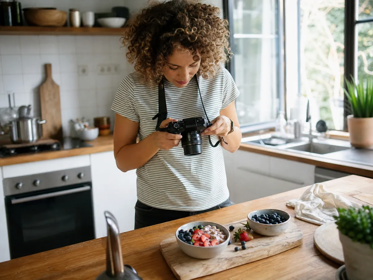 Food-Bloggerin fotografiert ein Rezept, ob der Blog Liebhaberei oder Gewerbe ist, prüft das Finanzamt