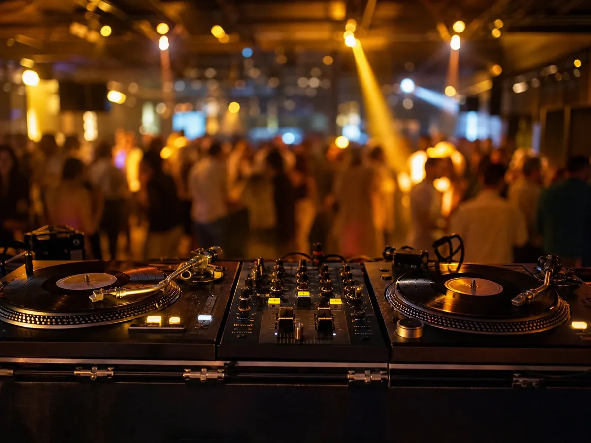 DJ-Pult auf einer Firmenfeier – für Musik auf Events braucht die Eventagentur eine GEMA-Lizenz