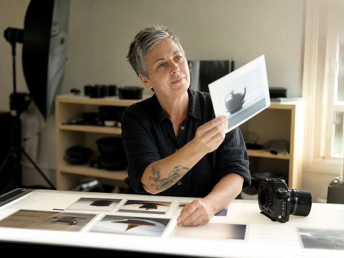 Freie Fotografin sichtet ihre Aufnahmen – die Nutzungsrechte regelt der Mitarbeitervertrag
