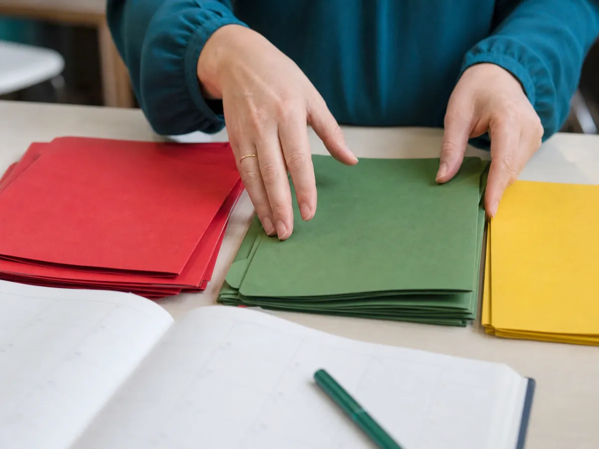 Hände sortieren Unterlagen zu Landesprogrammen und weiterer Förderung für ein Gründercoaching