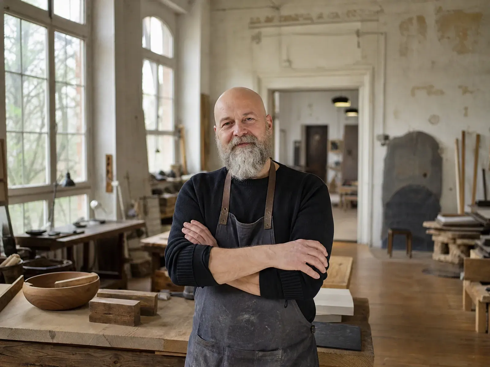 Gründungsförderung in Sachsen: Handwerker in seinem Altbau-Atelier
