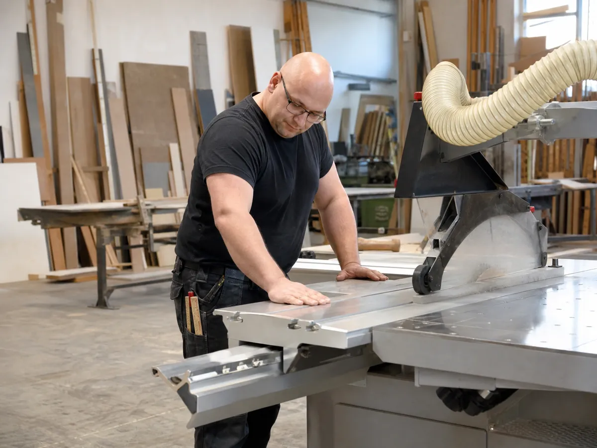 Tischler nimmt eine neue Maschine in Empfang, bei der der Vorsteuerabzug sich lohnen kann