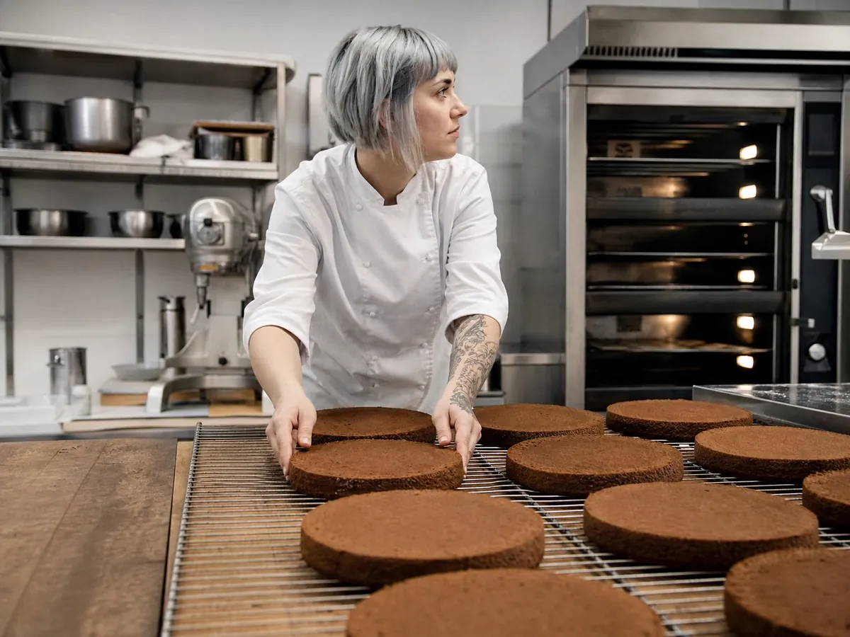 Konditorin plant in ihrer Backstube, wie viele Torten pro Tag ihren Umsatz tragen