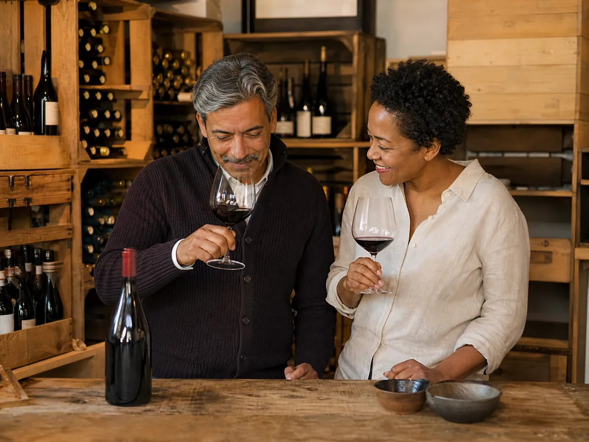 Zwei Gesellschafter verkosten in ihrer Weinhandlung Wein, Thema Besteuerung von Personengesellschaften