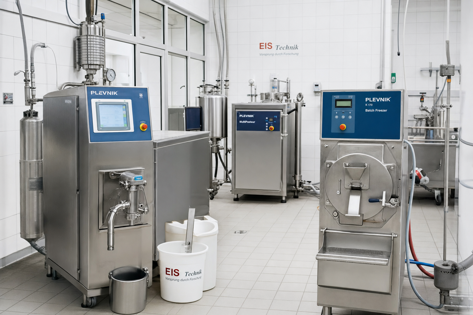 Professionelles Eislabor mit Pasteur und Batch-Freezer für die Speiseeisherstellung – Speiseeishersteller Eislabor