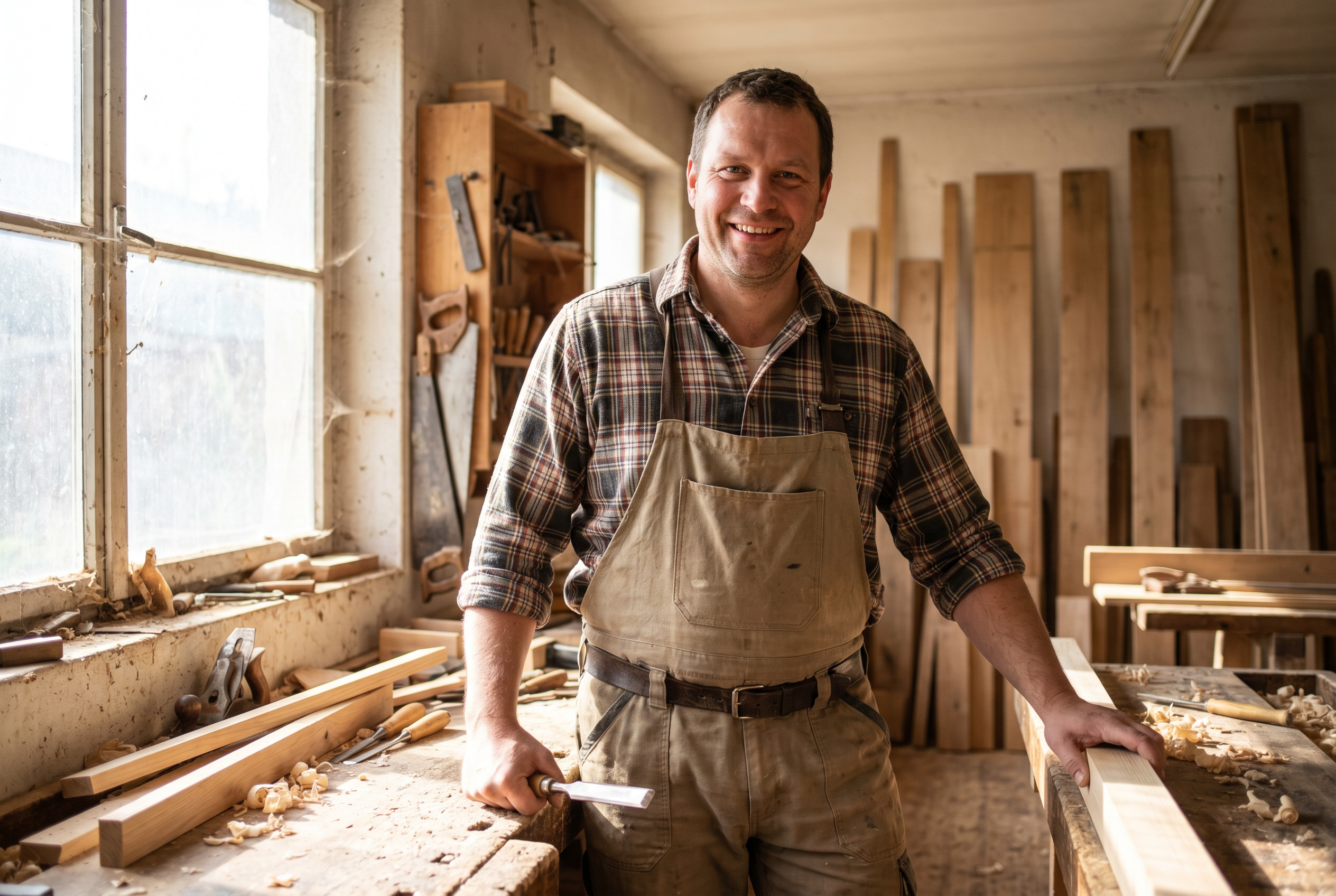 Handwerker in seiner Werkstatt – selbstständig im Handwerk mit FoundingFits